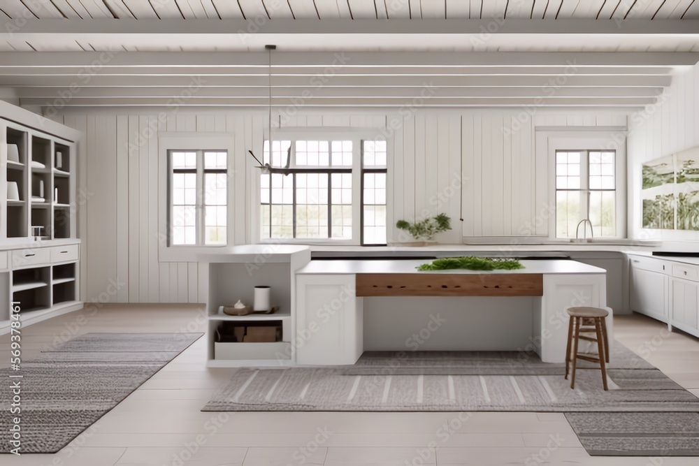 Modern Farmhouse style in light dual white tone with sunlight window