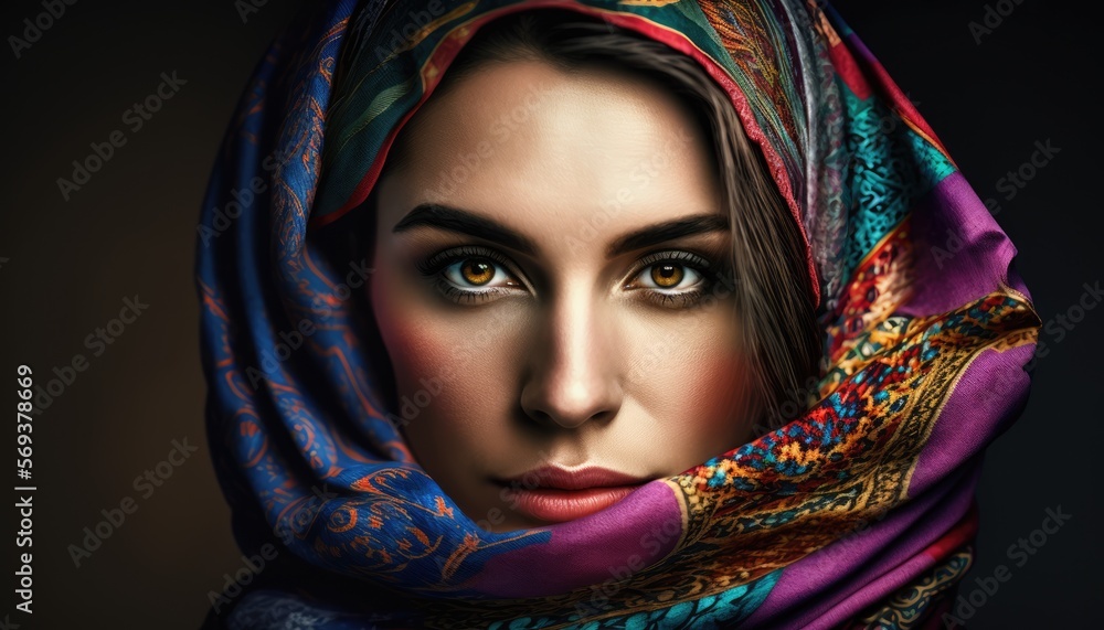 Portrait of Young arabic woman looking at the camera.portrait mugshot ...