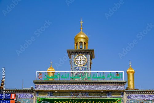 Karbala, iraq - February 04, 2023: photo of the holy shrine of imam Hussain in Karbala city photo