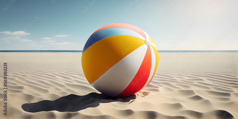 beachball ball  on the beach generative ai