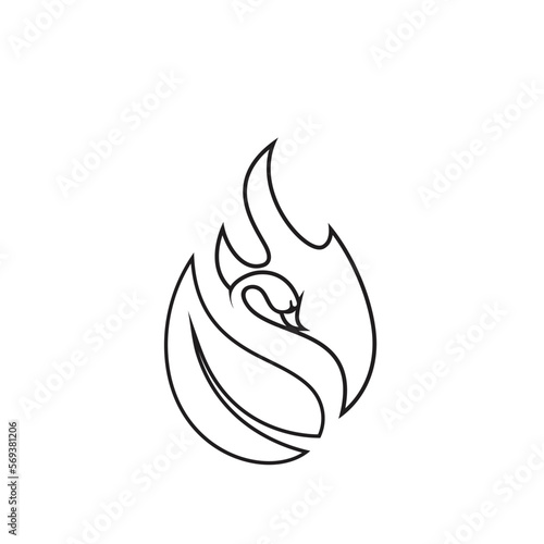 Swan and fire logo outline