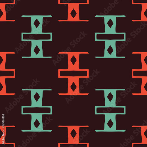 Seamless pattern with bright ethnic geometric ornament.