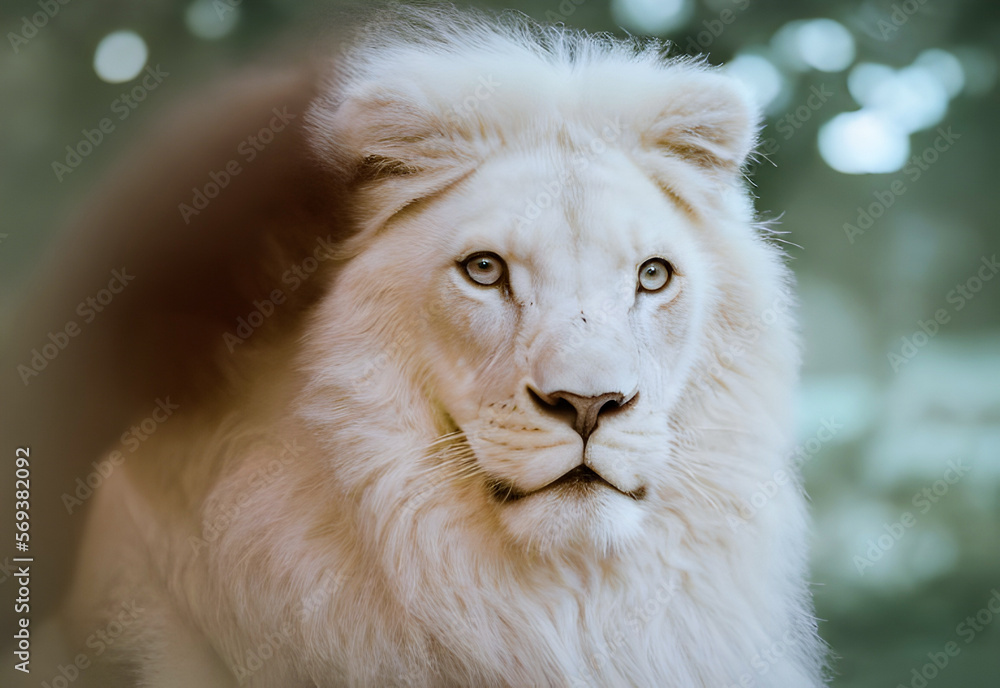 White Lion big mane animal , portrait face , 3D illustration generative ai White Lion big mane animal , portrait face , 3D illustration generative ai