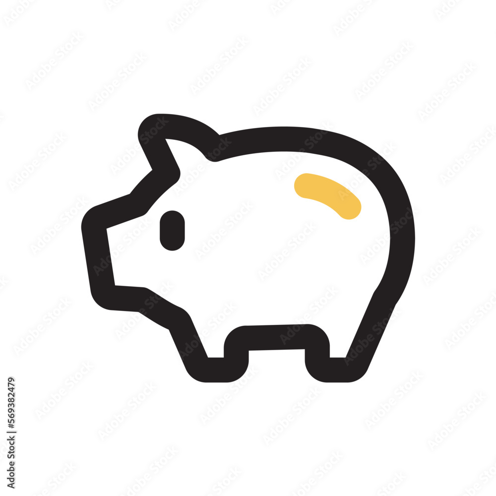 豚の貯金箱 ミニアイコン カラー 豚の貯金箱 ミニアイコン カラー