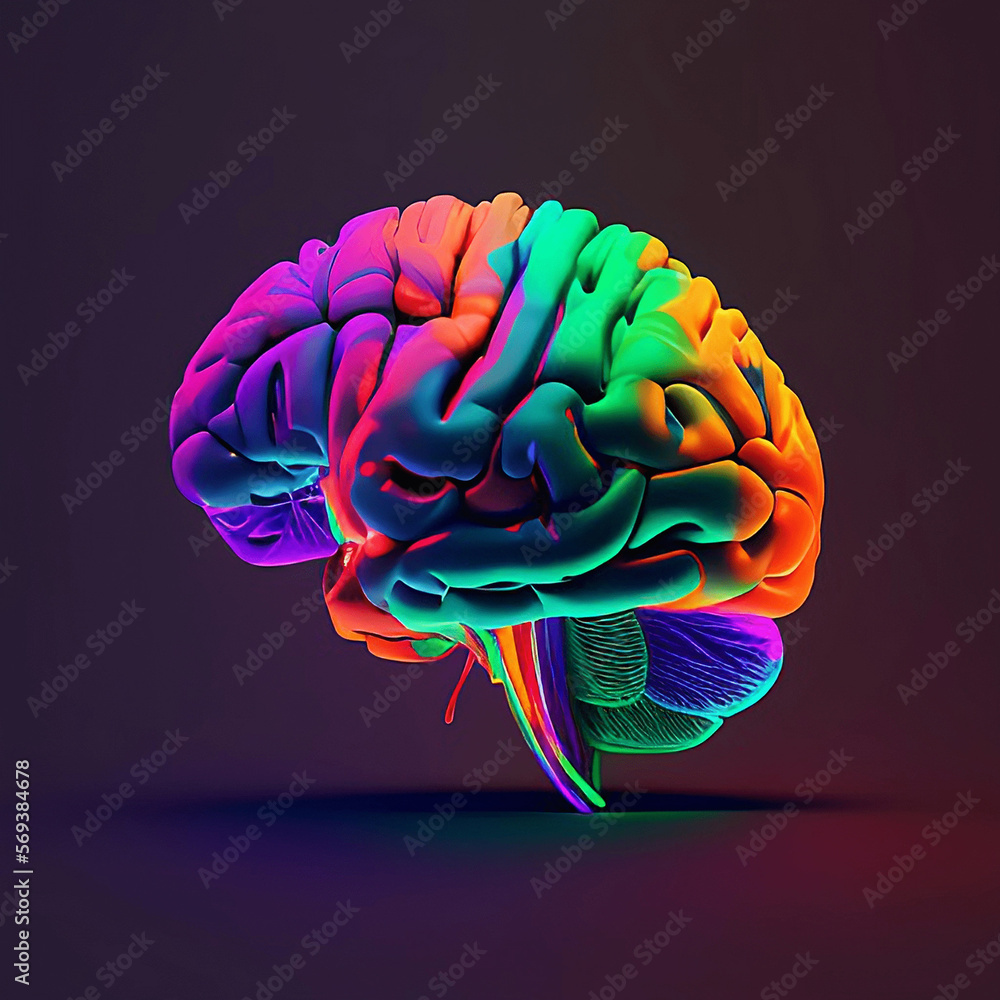 Human Brain 3D Illustration with Neon Colours. 4K, High Quality, Neon Colours, E-Learning, Videos. Human Brain 3D Illustration with Neon Colours. 4K, High Quality, Neon Colours, E-Learning, Videos.