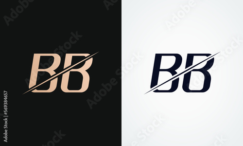 Bb Letter Logo Design Vector Template. Gold And Black Letter Bb Logo Design