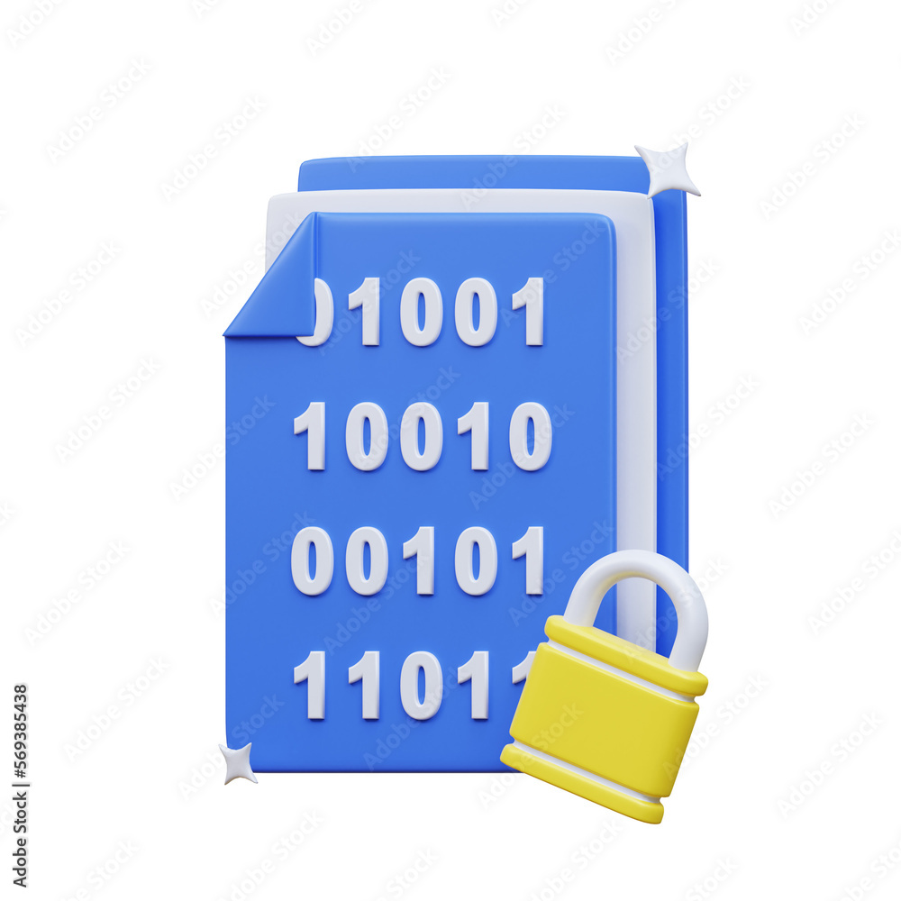 3d encrypted file icon illustration object 3d encrypted file icon illustration object