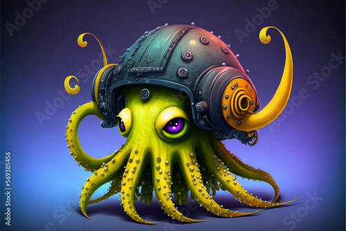 Aliens Marinos Octopus Helmet, AI Generative