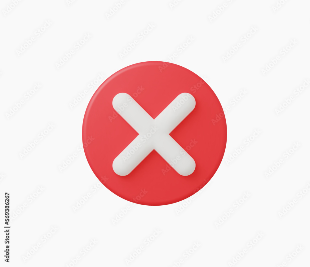3D Realistic Cross checkmark sign vector illustration 3D Realistic Cross checkmark sign vector illustration