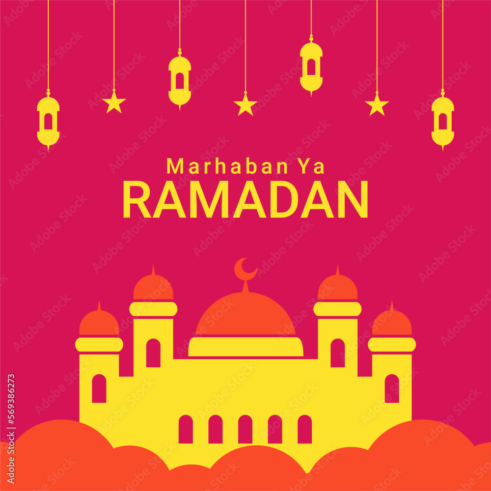 marhaban ya ramadan banner template islamic background