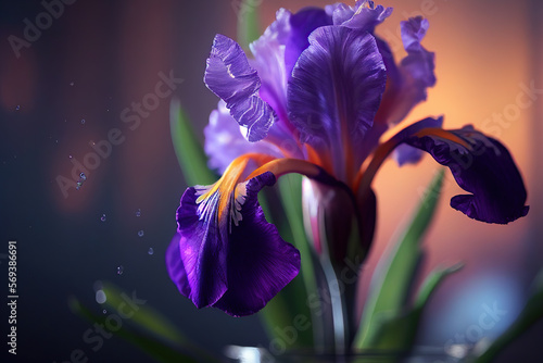 Wallpaper Mural Iris Flowers, Illustration, Generative AI Torontodigital.ca