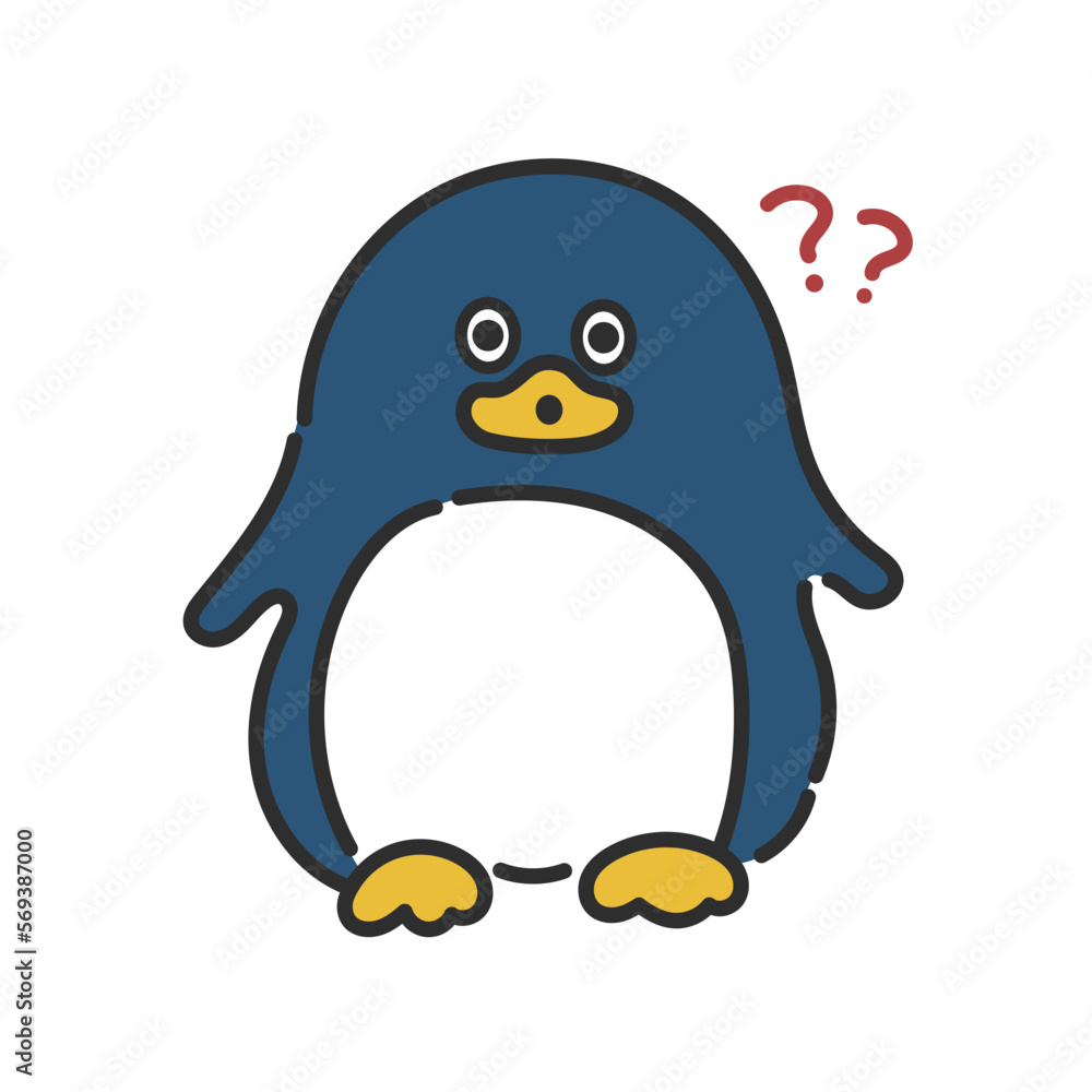 Naklejka premium かわいいペンギンのキャラクター イラスト素材 はてな