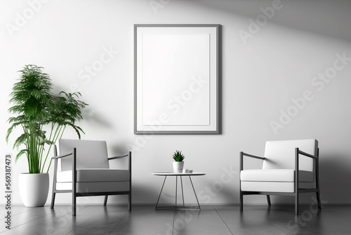 blank poster frame in wall room mockup. generative ai