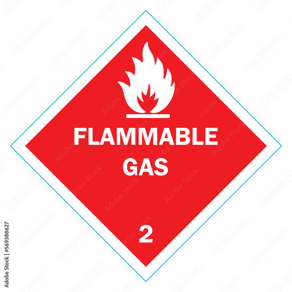 Class 2 flammable gas symbol. Vector illustration. - obrazy, fototapety, plakaty 