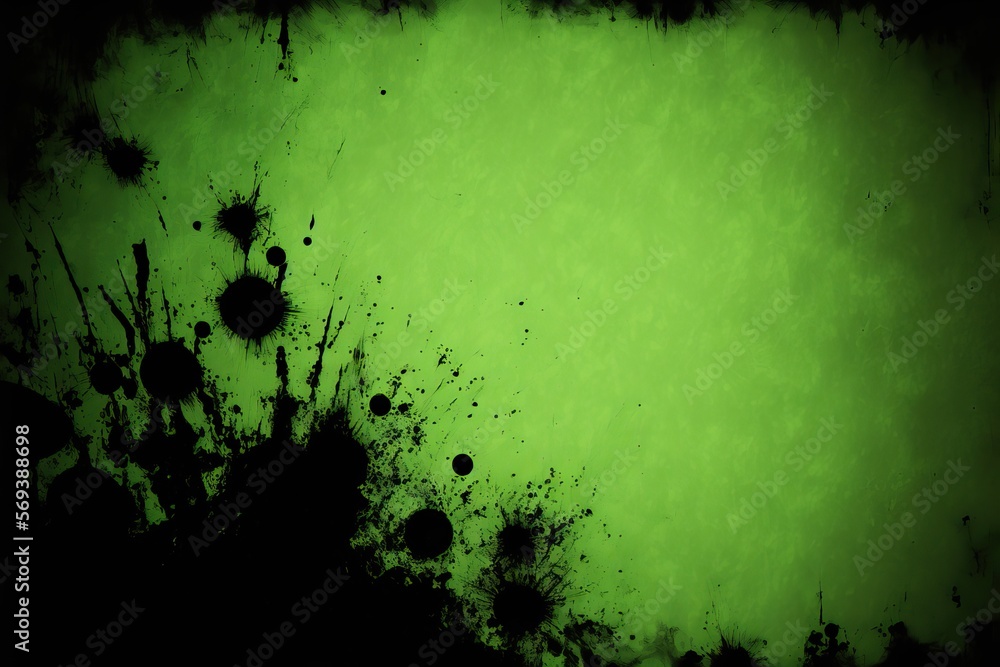 grunge green background texture with black marks and splatters