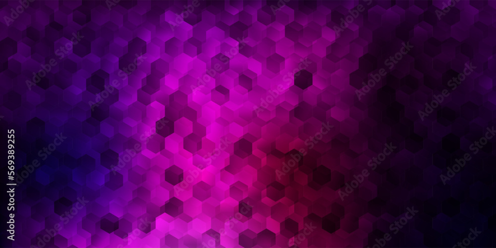 Dark purple, pink vector cover with simple hexagons. Dark purple, pink vector cover with simple hexagons.