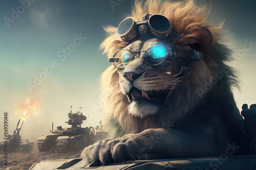Military Lion Gutsy And Defending Freedom Generative AI