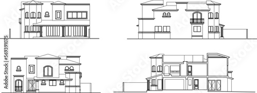 Vector sketch of simple old style house illustration