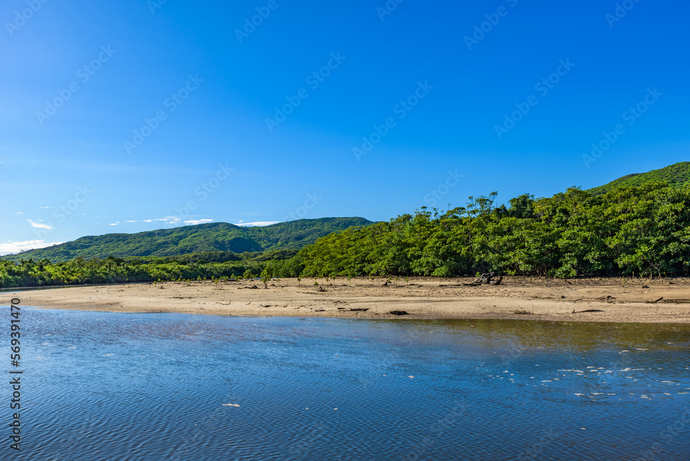 Landscape of the Nakama River Mangrove Forest, a UNESCO World Heritage Site, in Iriomote Island, Okinawa Prefecture, Japan