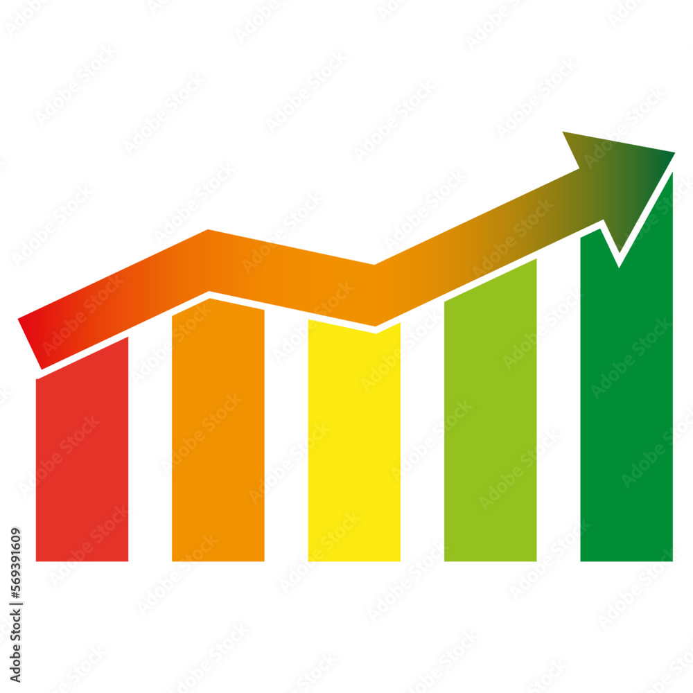 Arrow graph icon. Finance management. Progress bar. Vector illustration.