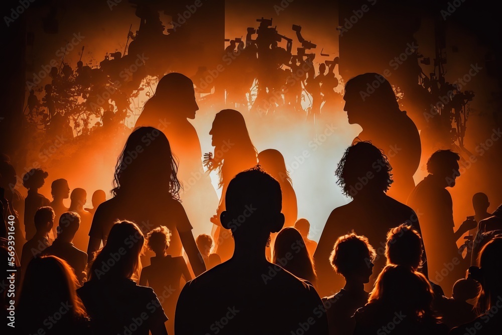 The View from Behind: Silhouettes of People Enjoying the Concert - Generative AI