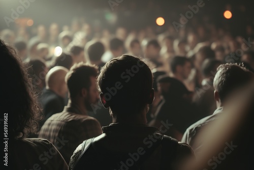 Get Lost in the Energy of a Live Music Performance with this Majestic Rear View of the Crowd - Generative AI