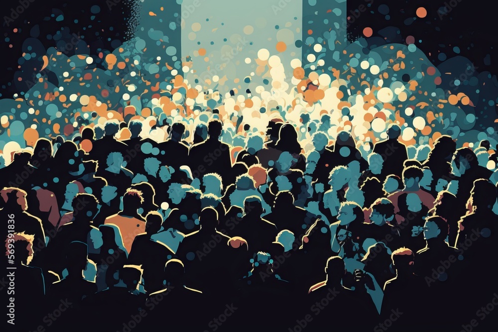Obraz premium A Crowded Life: An Abstract Look at People Gathering - Generative AI