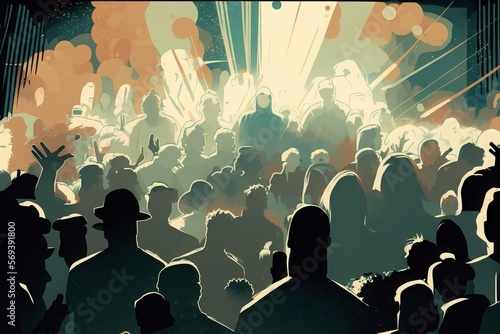 The Pulse of the People: Abstract Crowds Artwork - Generative AI