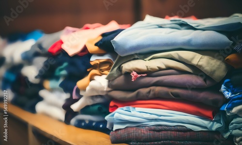 pile of neatly folded clothes on a table (AI Generated)
