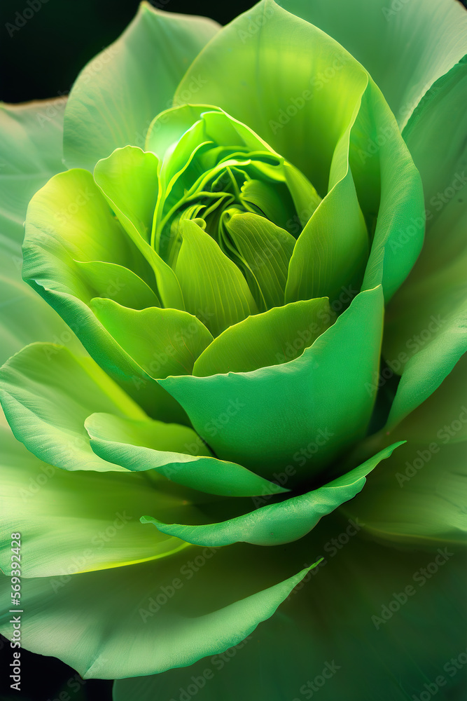 Fototapeta premium Minimalistic Photo of Green Flower Abstract Floral Background Generative AI