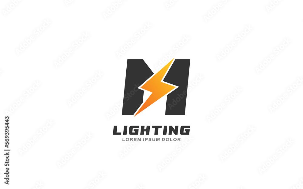 M Logo with lightning letter concept for template M Logo with lightning letter concept for template