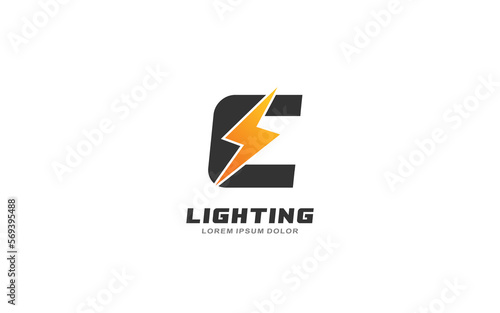 C Logo with lightning letter concept for template