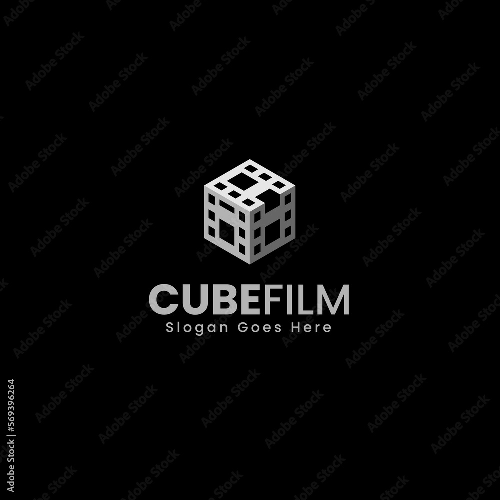 Vector Logo Illustration Cube Film Simple Mascot Style Vector Logo Illustration Cube Film Simple Mascot Style