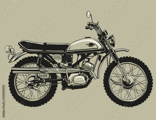 hand drawn motorcycle classic vector illustration clip art, vintage art collection