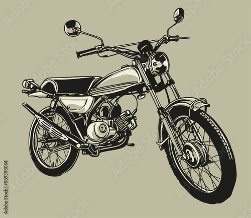 hand drawn motorcycle classic vector illustration clip art, vintage art collection