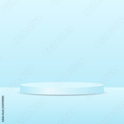 blank round pedestal. blue circular podium for outstanding luxury product advertising display on color background with minimal style in studio room 