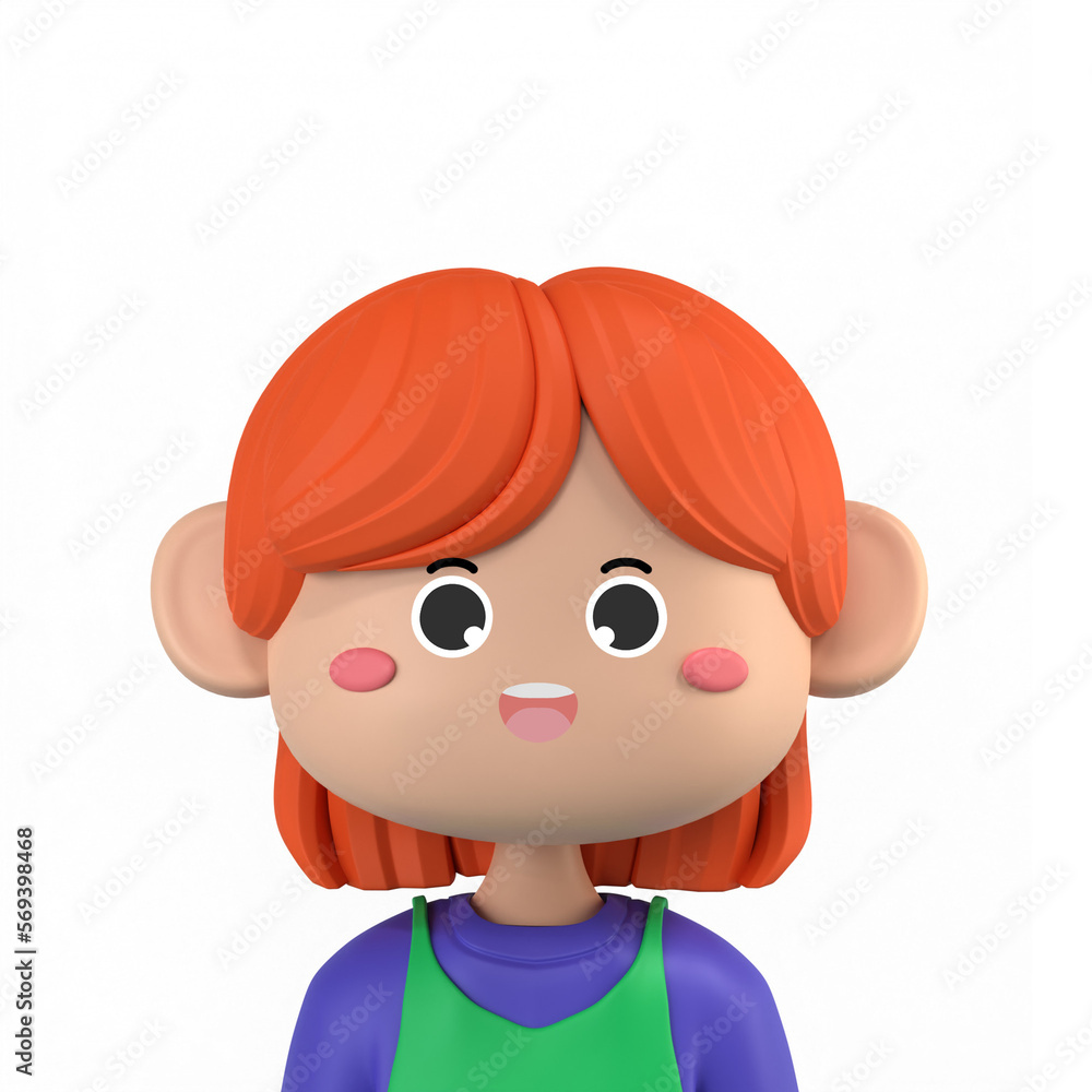 3d cute avatar female corporate woman isolated illustration