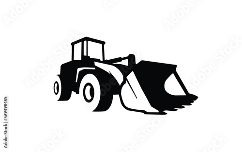 Excavator loader symbol with silhouette style for logo template, sign and brand.
