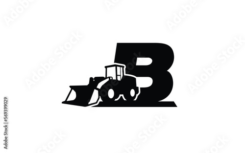 B Logo with loader letter concept for template