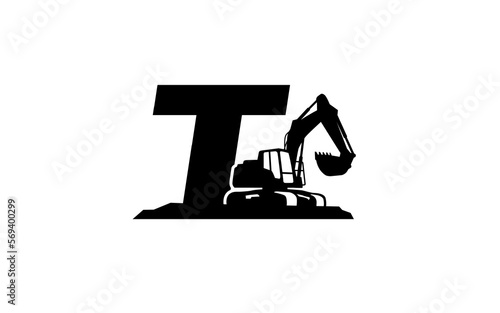 T Logo with excavator letter concept for template 