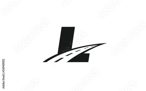 L Logo letter with ROAD concept for template 