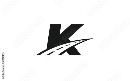 K Logo letter with ROAD concept for template 