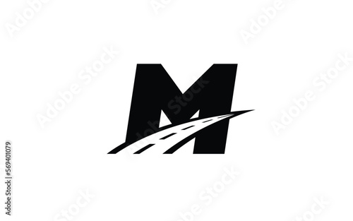 M Logo letter with ROAD concept for template 