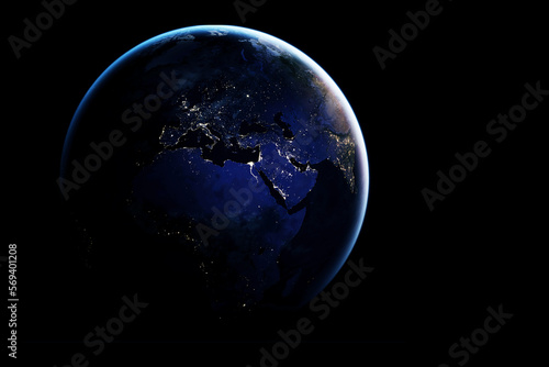 Fototapeta Naklejka Na Ścianę i Meble -  Planet earth on a dark background. Elements of this image furnished by NASA