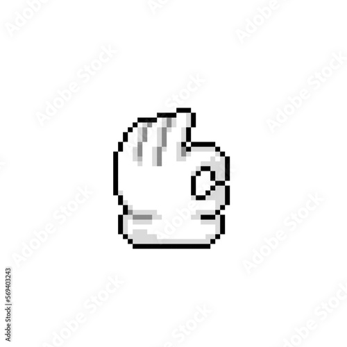 oke sign finger in pixel art style