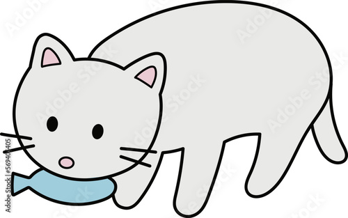 魚を食べるネコ