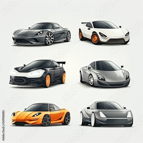 Collection set of car on white background  Made by AI Artificial intelligence