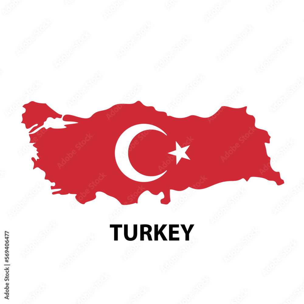 Turkey country flag vector, nationality, national coat of arms.