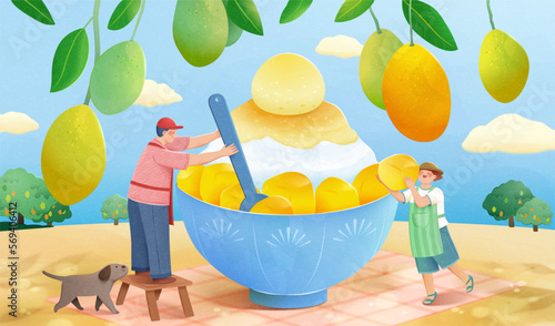 Mango shaved ice and fruit farmers