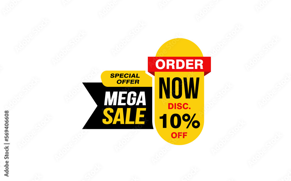10 Percent MEGA SALE offer, clearance, promotion banner layout with sticker style. 10 Percent MEGA SALE offer, clearance, promotion banner layout with sticker style.
